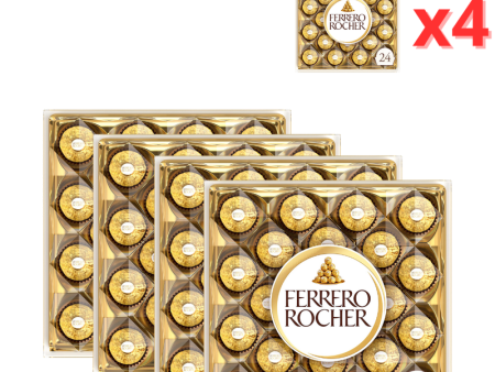 Pack Familiar: Ferrero Rocher Bombones Praliné de Chocolate, 4 x 24 bombones (1200 gr) (Caducidad: 16-05-2024) Supply